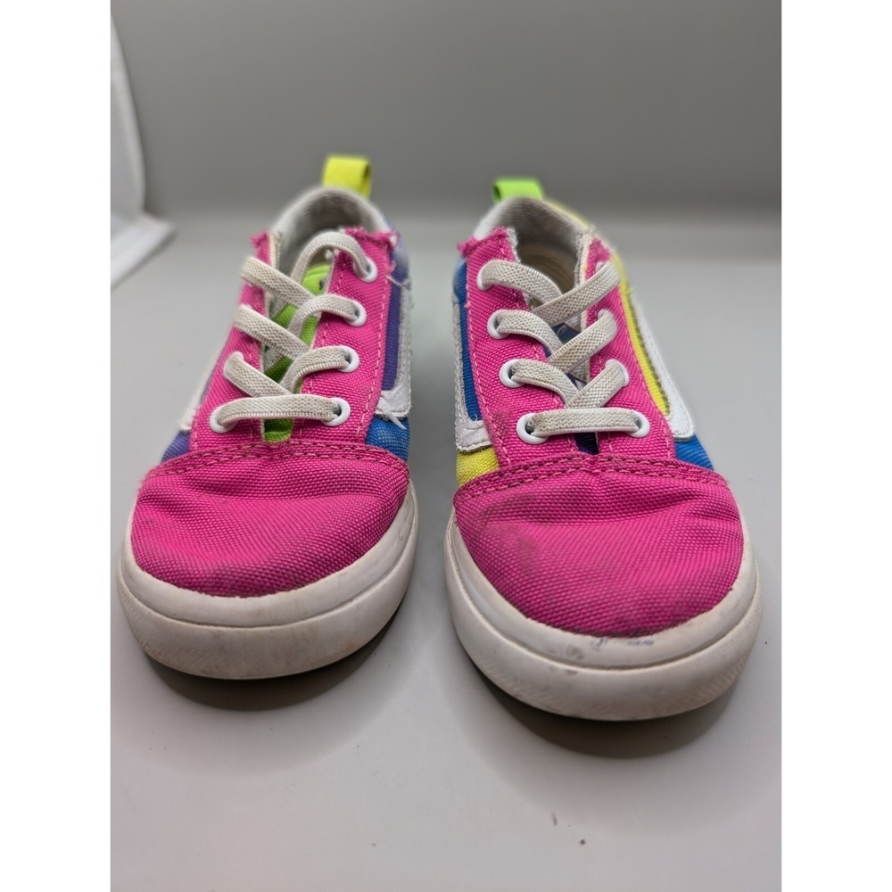 Vans Old Skool Neon Color Block Skate Stretchy Lace Slip On Sneakers Kids Size 9